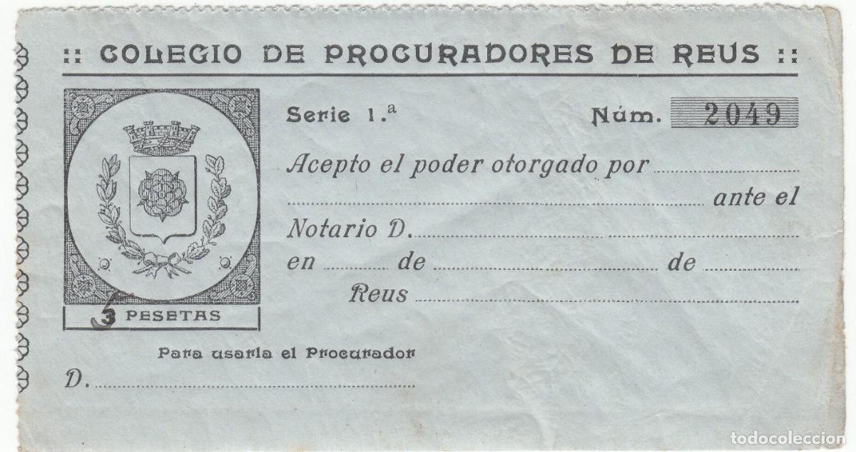 Selos: SELLO COLEGIO PROCURADORES REUS 3 PTS ACEPTACION DE PODER NUEVO CON GOMA ORIGINAL