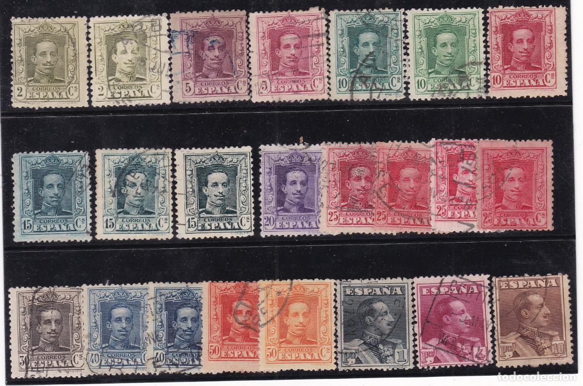 Sellos: FC-48- Alfonso XIII Vaquer x 23 Valores Usados.Serie Completa + Variedades . Buena Calidad d
