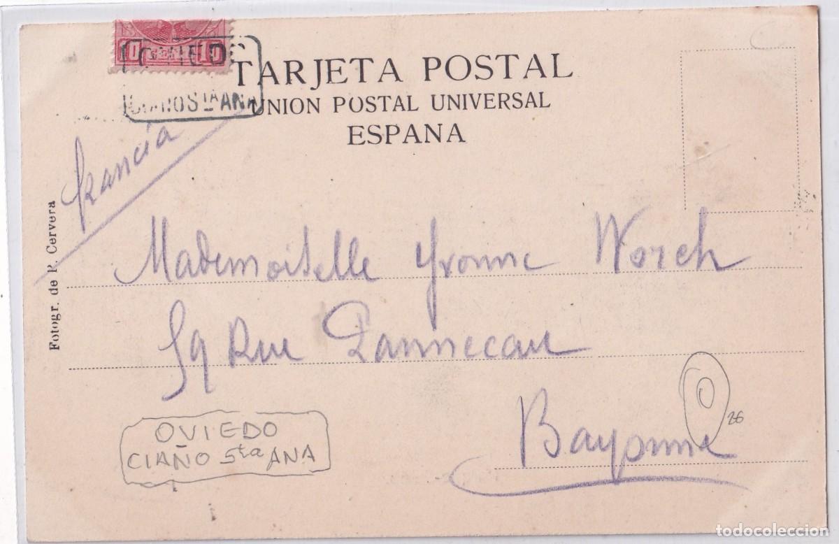 Sellos: Carter&iacute;a Oviedo Cia&ntilde;os Santa Ana sobre postal Parque Sama. Fotogr de P. Cervera.
