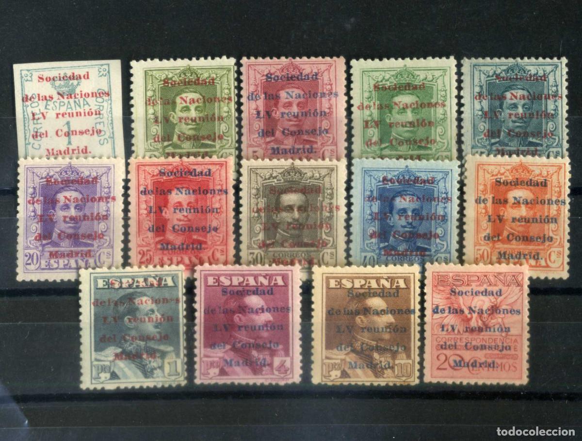 Sellos: XS- ALFONSO XIII 1929 Sociedad de Naciones Ed. 455-468 Nuevos Estampilla autenticidad