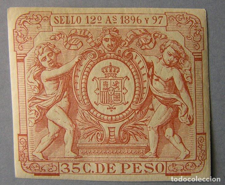 Sellos: SELLO FISCAL 12&ordm; 35 CENTAVOS DE PESO A&Ntilde;OS 1896 Y 1897 *