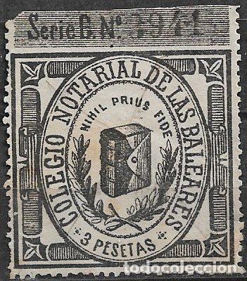 Sellos: Baleares, Sello notarial, Serie C, 3 ptas. negro, usado