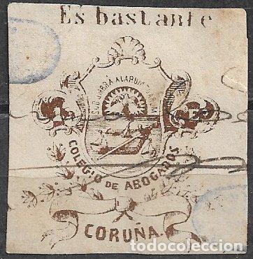 Sellos: Coru&ntilde;a, Colegio de abogados, sello de bastanteo, 1 escudo casta&ntilde;o, usado