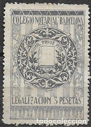 Sellos: Barcelona, Sello notarial, Legalizaci&oacute;n, 3 ptas. negro, usado