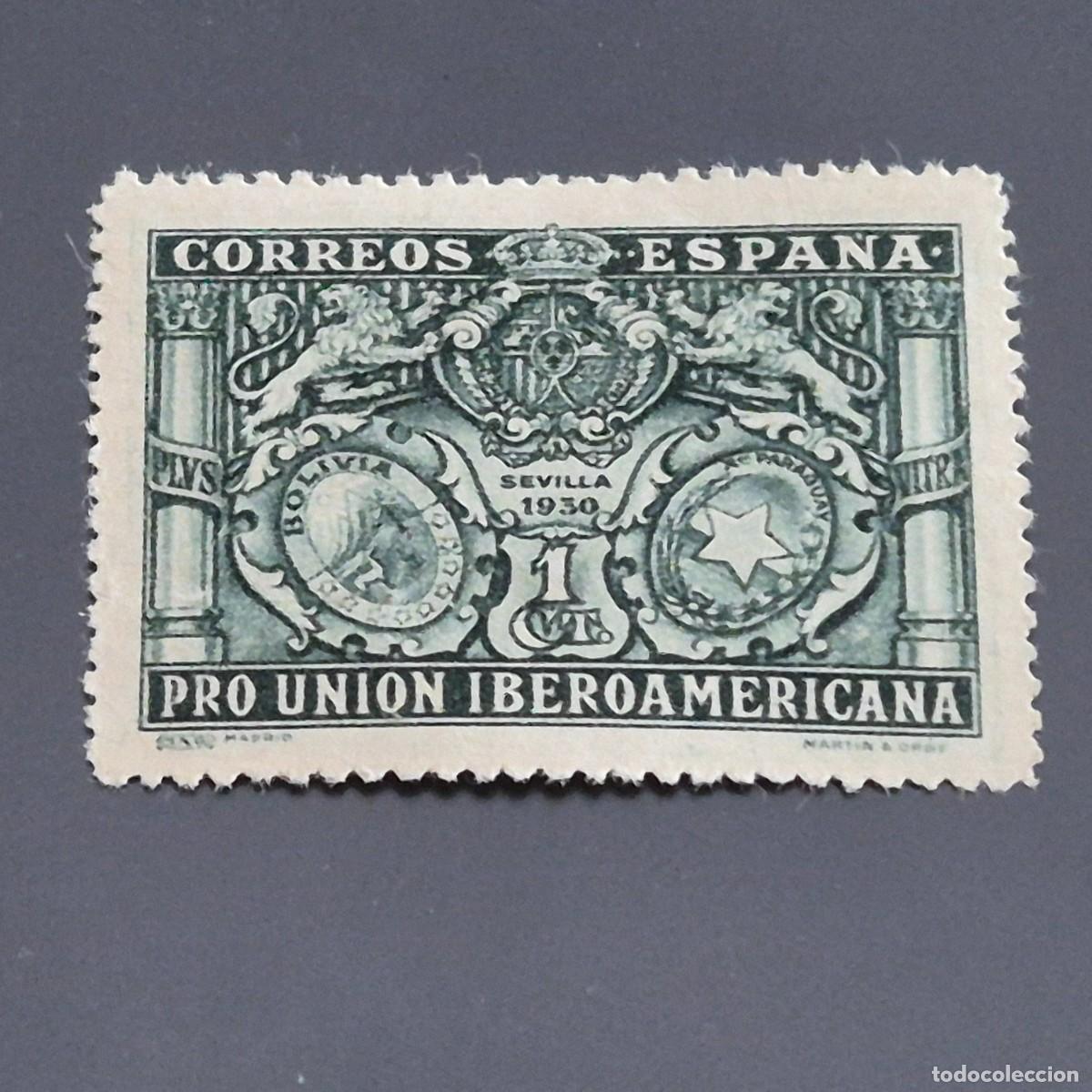 Sellos: ESPA&Ntilde;A, 1930, PRO UNI&Oacute;N IBEROAMERICANA, EDIFIL 566*, NUEVO, GOMA, FIJAS, PUNTO ADELGAZADO, (LOTE AR)