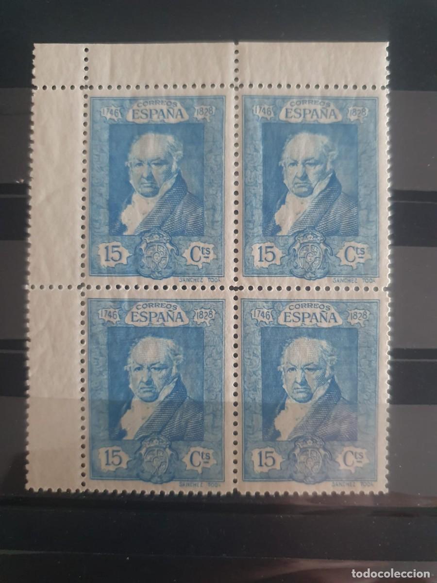 Sellos: EDIFIL 505 ** BLOQUE 4 BORDE HOJA GOYA 15 CTOS AZUL ESPA&Ntilde;A 1930