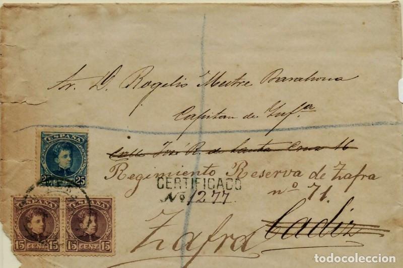 Sellos: FA4931. Correo certificado dirigido a Cadiz y reexpedido a Zafra