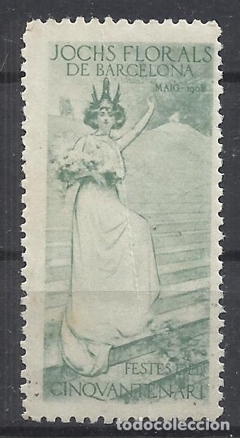Francobolli: VINYETA DELS JOCHS FLORALS DE BARCELONA 1908 FESTES DEL CINQUANTENARI NUEVO*