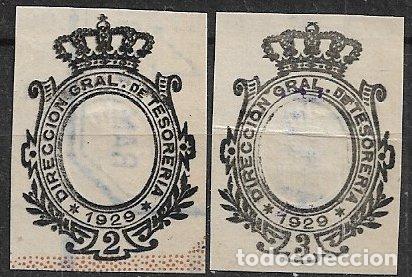 Sellos: FISCALES 1929 Direcci&oacute;n General de Tesorer&iacute;a, 2 y 3 (o)