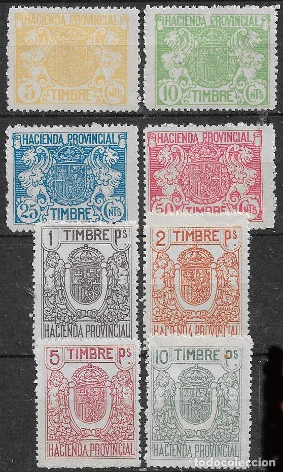 Sellos: FISCALES, 1926 Hacienda Provincial, Alemany n&ordm; 1 a 8 * * completa