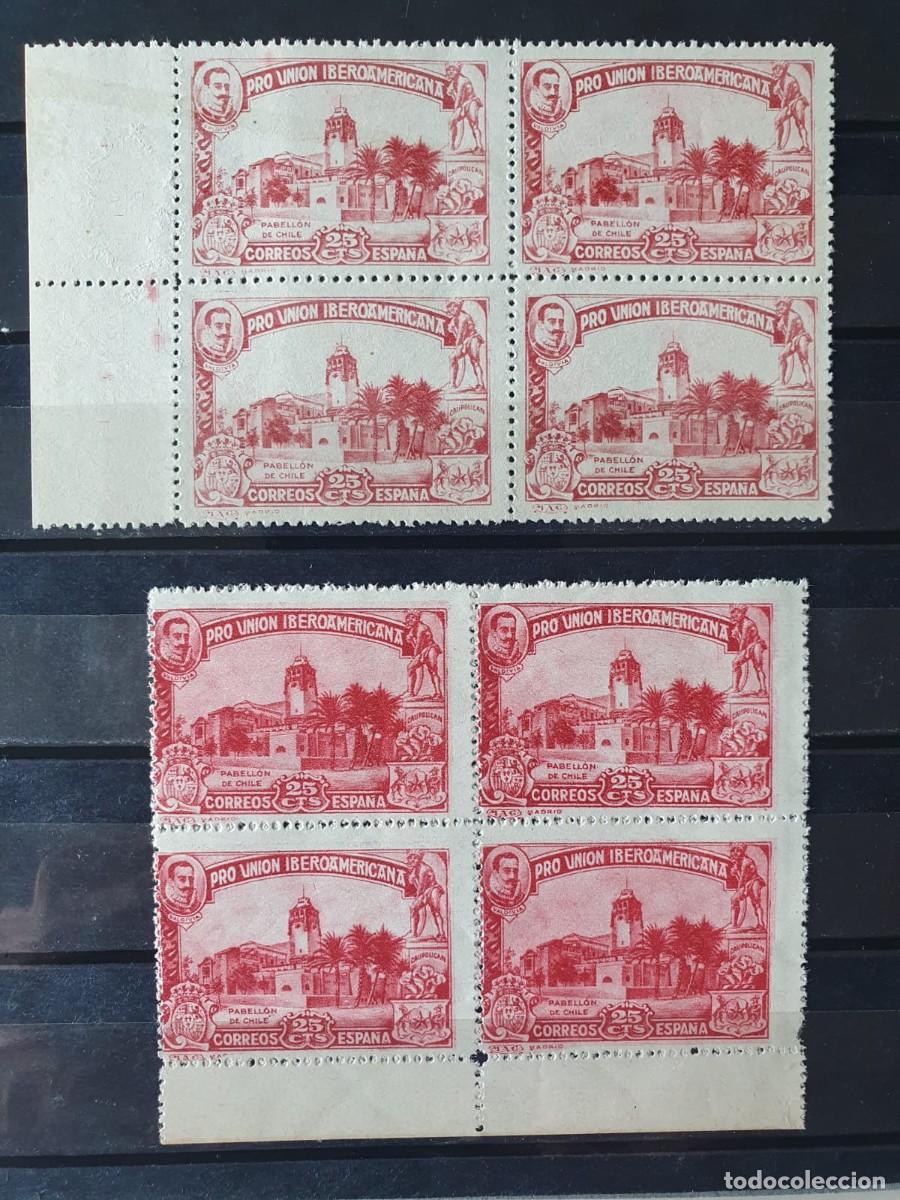 Briefmarken: EDIFIL 573 ** BLOQUE DE 4 BORDE DE HOJA ESPA&Ntilde;A 1930 VARIEDAD DE COLOR