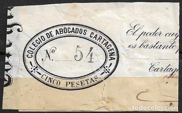 Sellos: Colegio de abogados de Cartagena. Poder. 5 ptas negro (o)