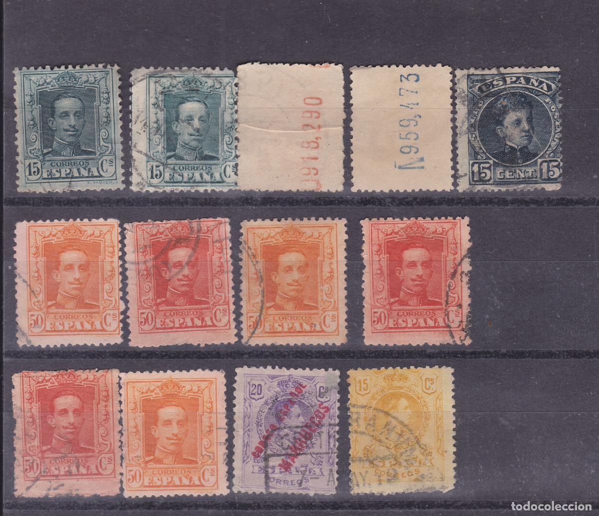 Sellos: FC-12- Alfonso XIII x 13 Sellos VARIEDADES