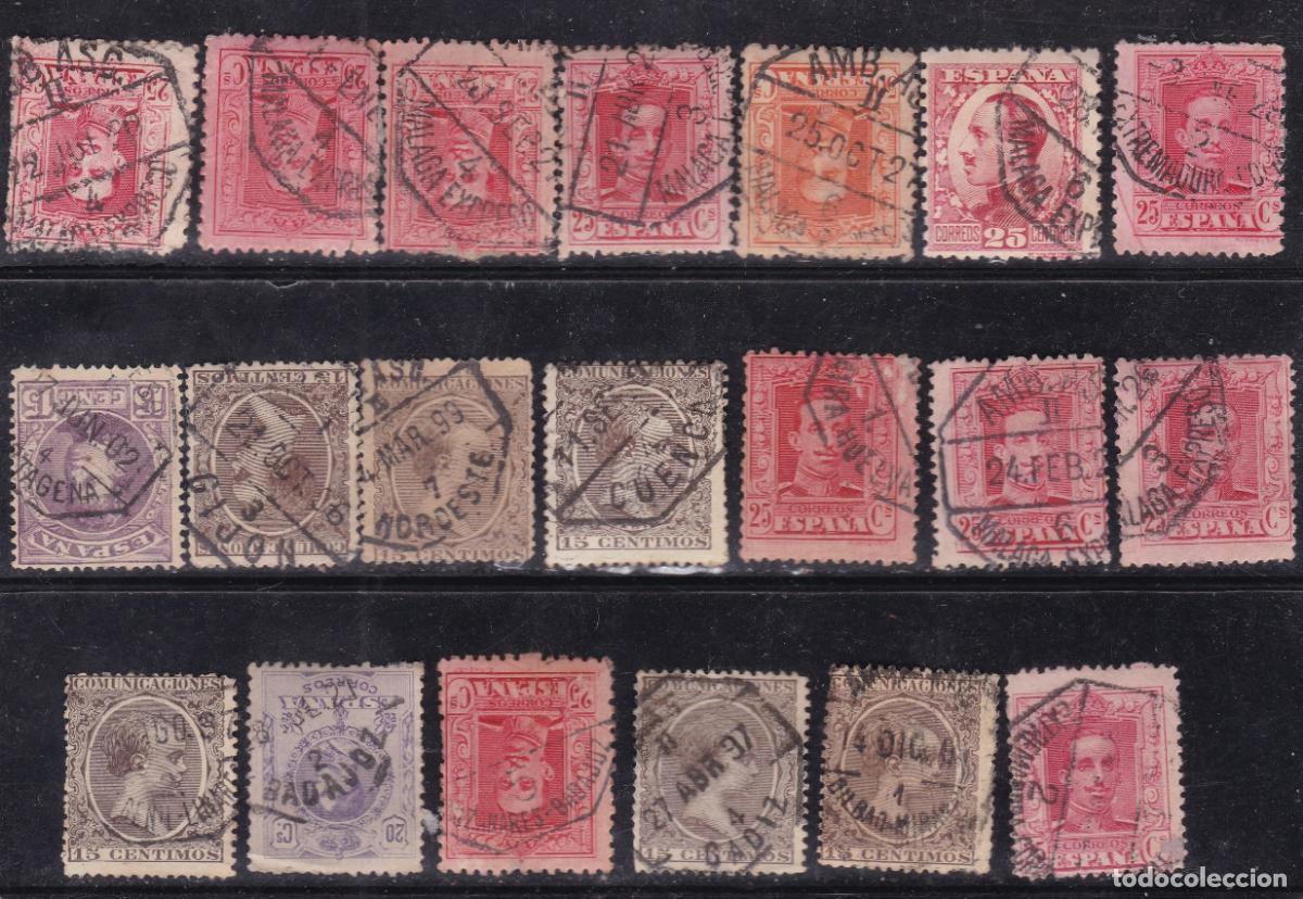 Sellos: FC-211- Alfonso XIII x 20 Sellos Matasellos AMBULANTE