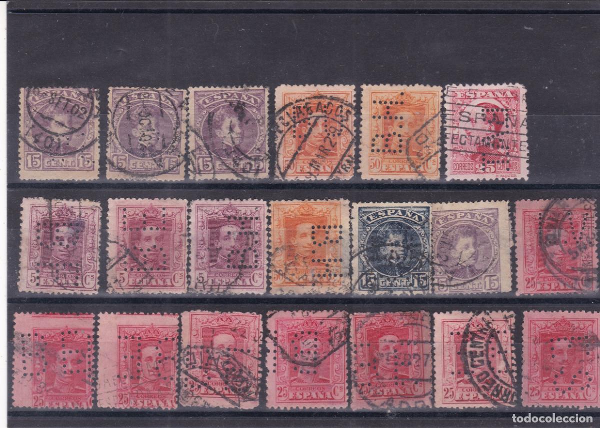 Sellos: FC-281- Alfonso XIII x 20 Sellos PERFORADOS