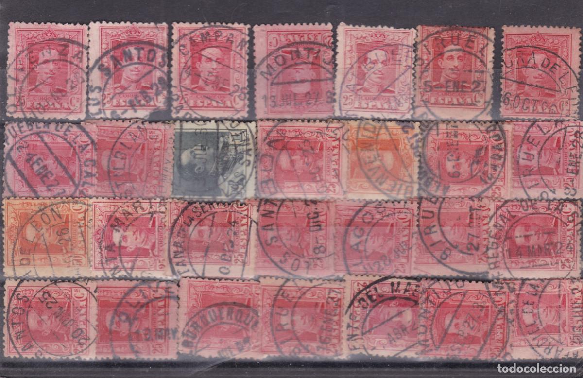 Sellos: FC-278- Alfonso XIII Vaquer x 28 Sellos Matasellos FECHADOR