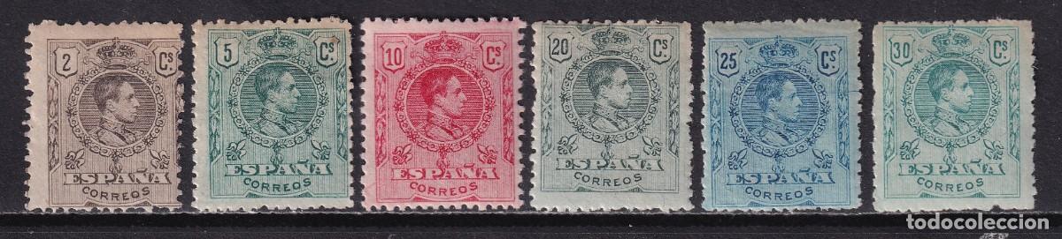 Sellos: 1909 ALFONSO XIII MEDALL&Oacute;N. 6 PIEZAS NUEVAS*. 86 &euro;. VER.