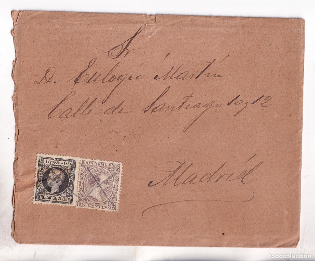 Sellos: SOBRE CON LA CARTA. HERRER&Iacute;A, GUADALAJADA, A MADRID. 1898. IMP. GUERRA MATASELLADOS ASPA A L&Aacute;PIZ