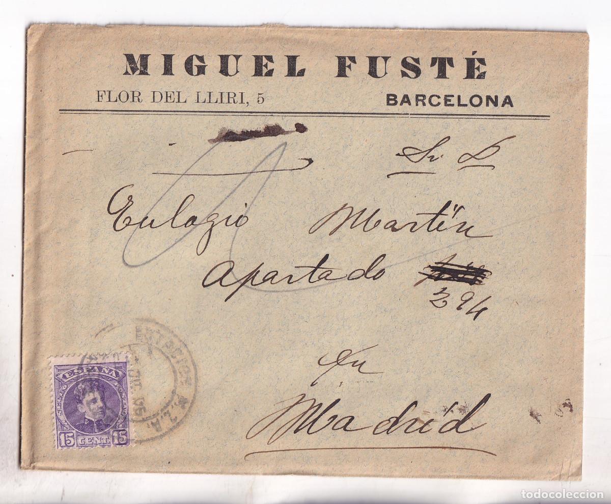 Sellos: SOBRE CON LA CARTA. BARCELONA. ESTACI&Oacute;N M.Z.A. 1906.