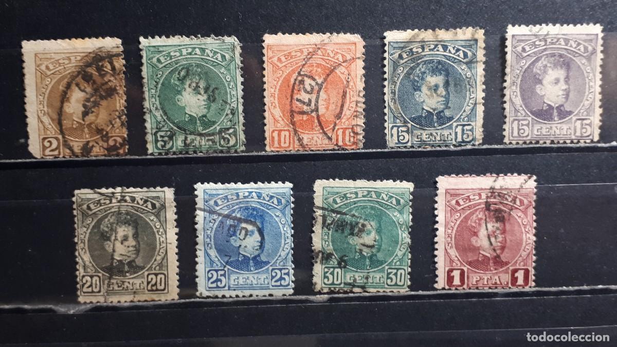 Sellos: ESPA&Ntilde;A. A&Ntilde;O 1901 &deg;. Edifil 241/5, 247/9, 253.
