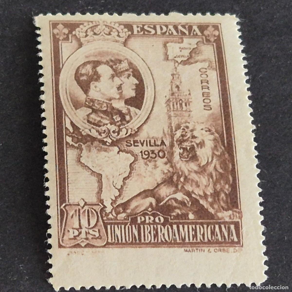 Sellos: ESPA&Ntilde;A, 1930, PRO UNI&Oacute;N IBEROAMERICANA, EDIFIL 580*, NUEVO, GOMA, FIJASELLO, (LOTE AR)