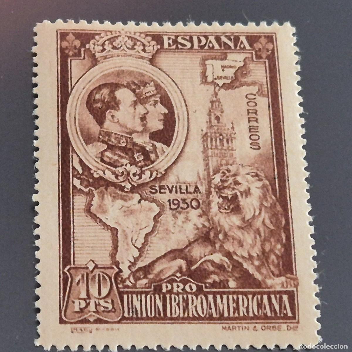 Sellos: ESPA&Ntilde;A, 1930, PRO UNI&Oacute;N IBEROAMERICANA, EDIFIL 580*, NUEVO, GOMA, FIJASELLO, (LOTE AR)