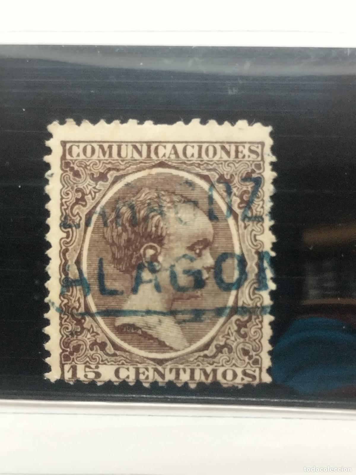 Francobolli: BZB EDIFIL 219. ALFONSO XIII. PELON. CARTERIA DE ALAGON. ZARAGOZA. LUJO.