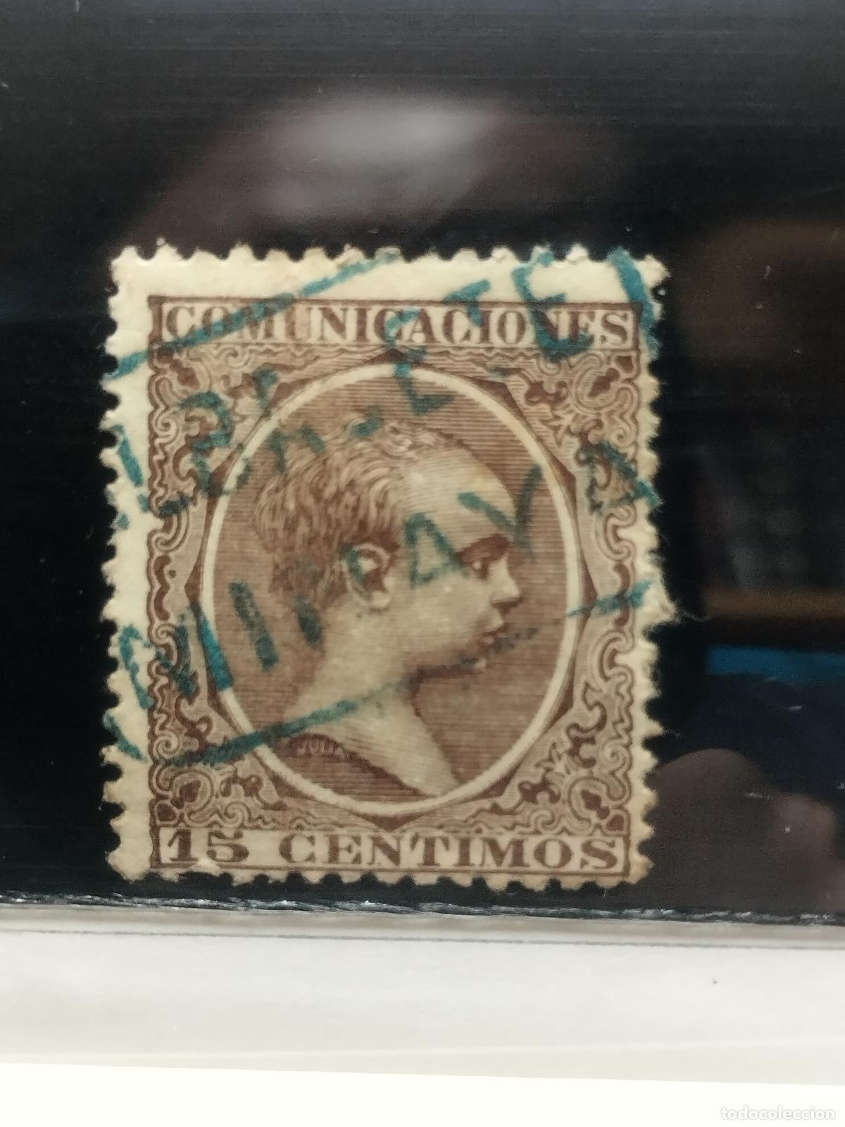 Francobolli: BZB EDIFIL 219. ALFONSO XIII. PELON. CARTERIA DE MINAYA. ALBACETE. BONITA.