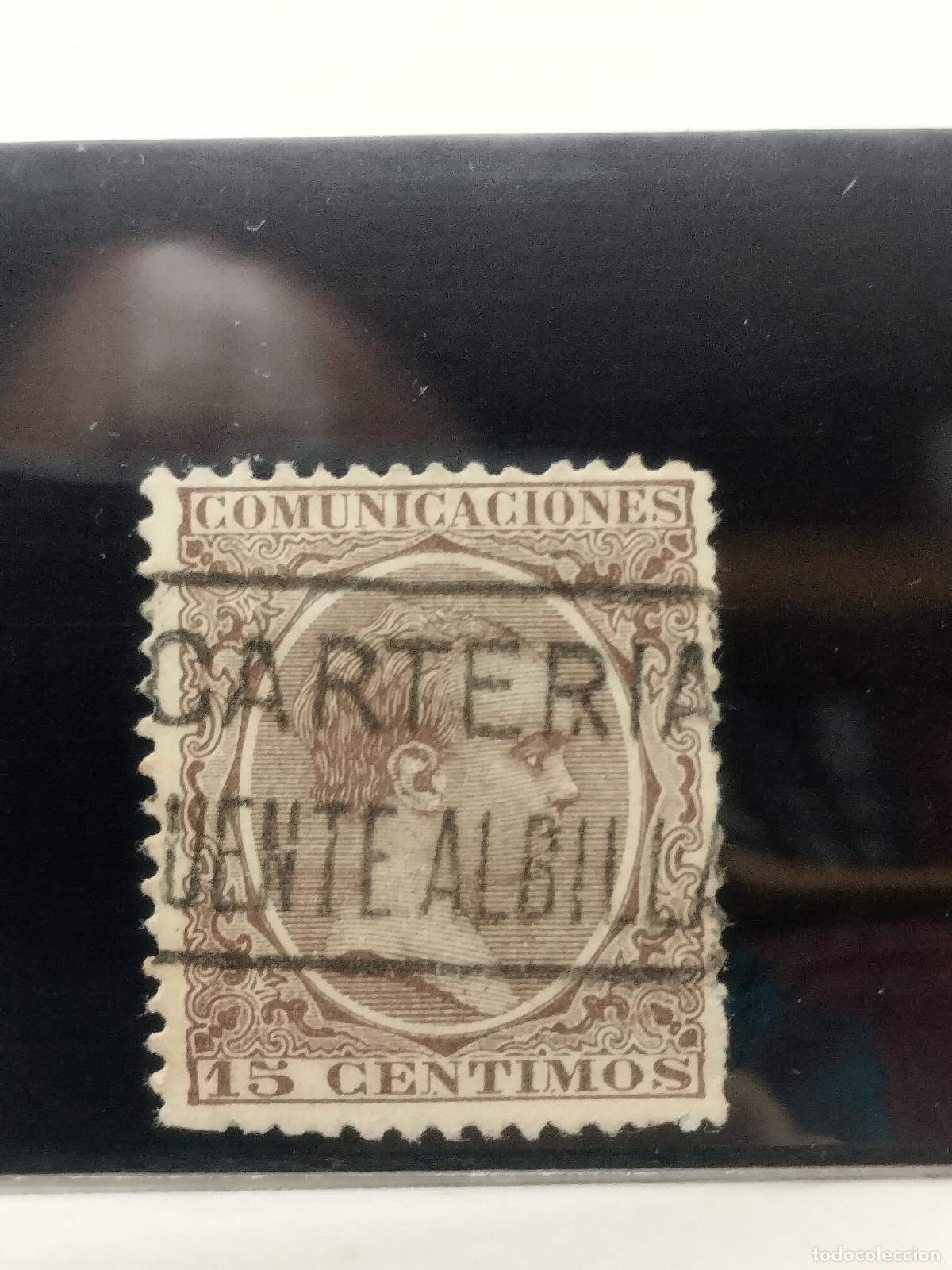 Francobolli: BZB EDIFIL 219. ALFONSO XIII. PELON. CARTERIA DE FUENTE ALBILLA. ALBACETE. MUY BONITA.