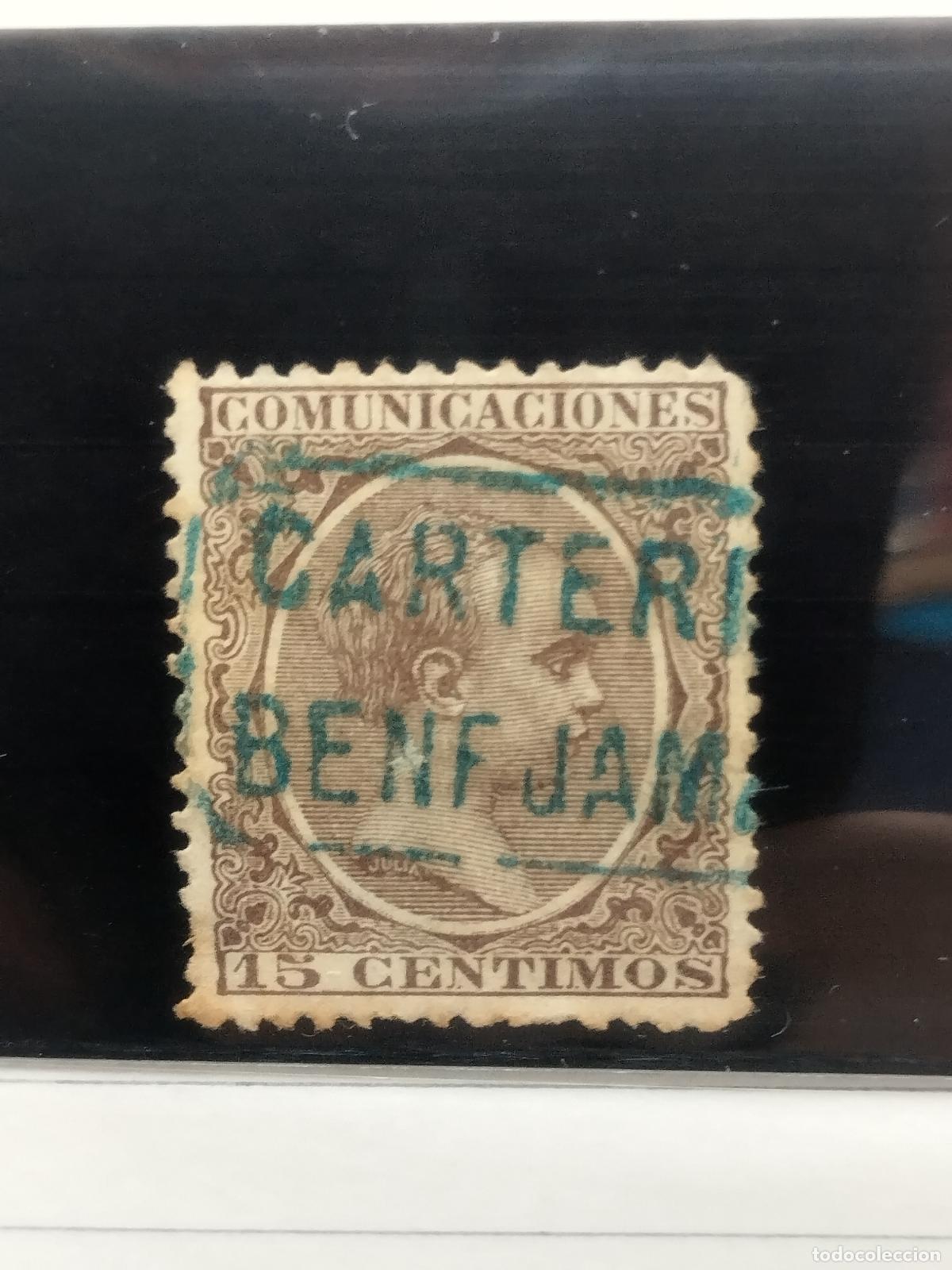 Francobolli: BZB EDIFIL 219. ALFONSO XIII. PELON. CARTERIA DE BENEJAMA. ALICANTE. MUY BONITA.