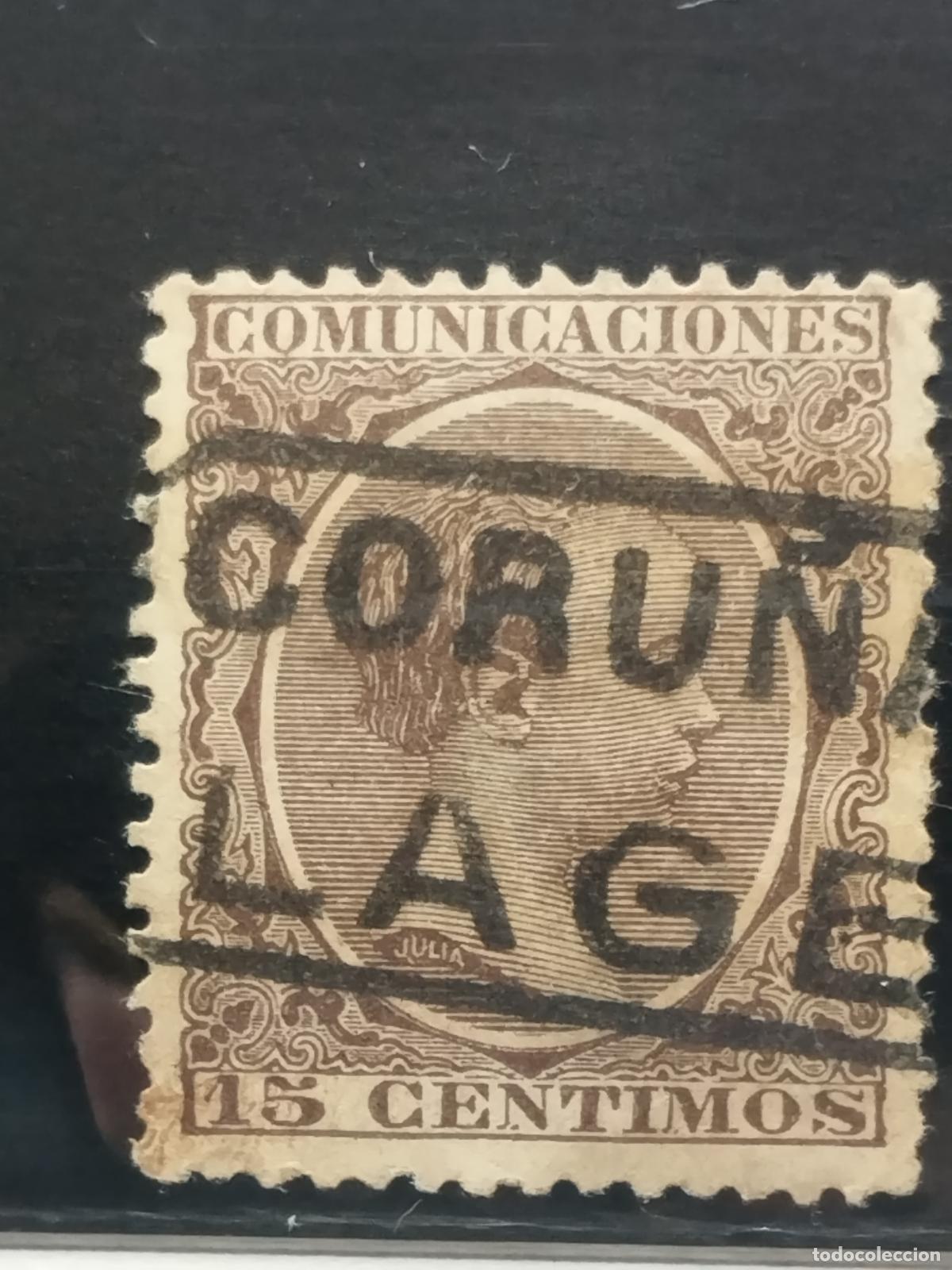 Stamps: BZB EDIFIL 219. ALFONSO XIII. PELON. CARTERIA DE LAGE. CORU&Ntilde;A. LUJO