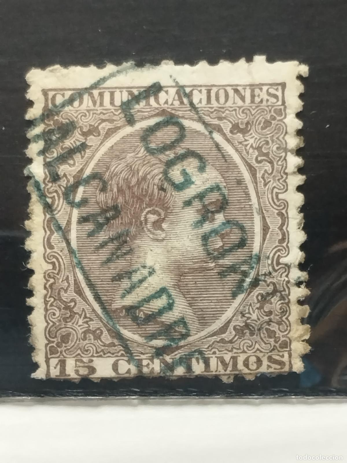 Briefmarken: BZB EDIFIL 219. ALFONSO XIII. PELON. CARTERIA DE ALCANADRE. LOGRO&Ntilde;O. LUJO.