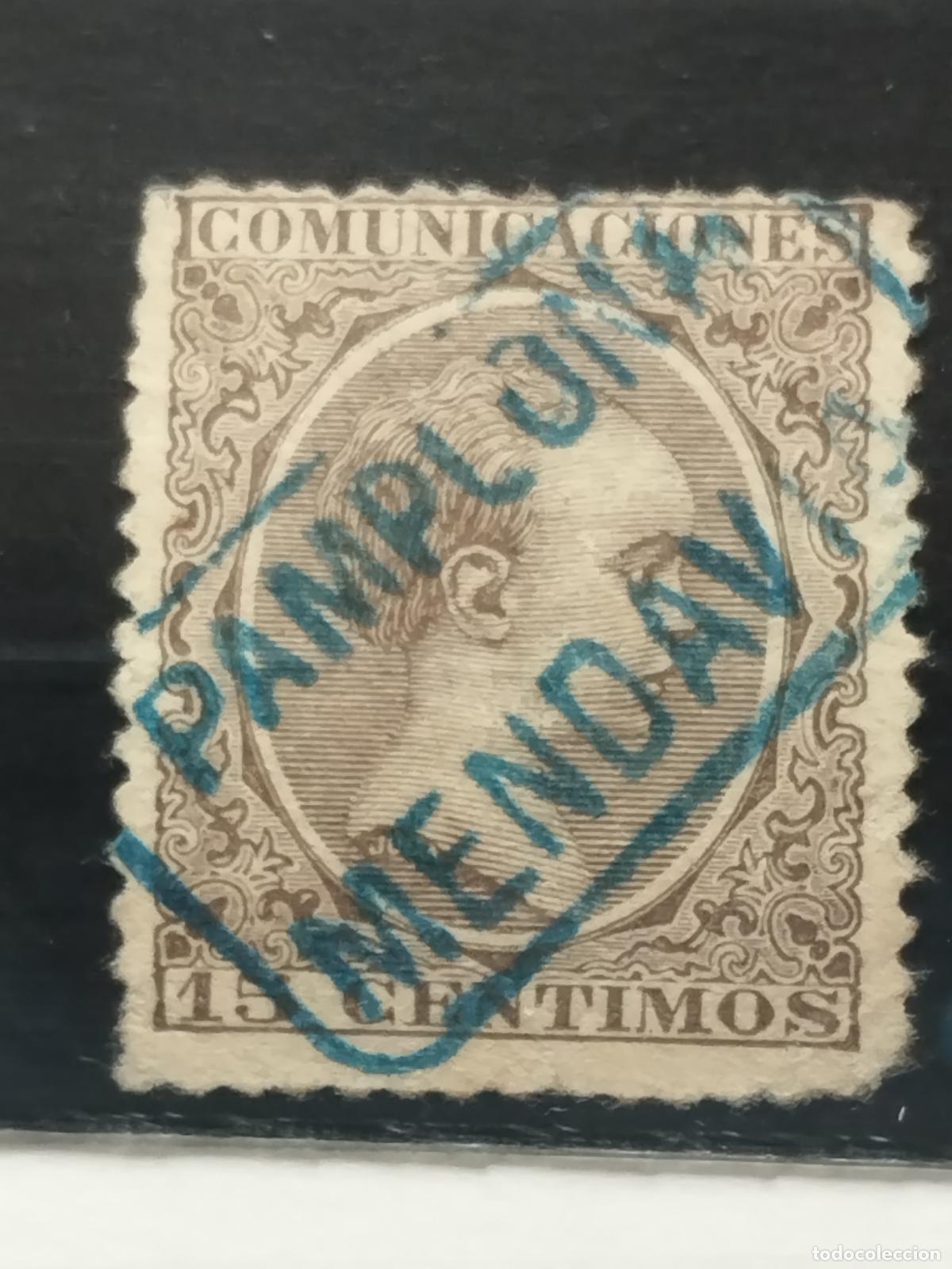 Francobolli: BZB EDIFIL 219. ALFONSO XIII. PELON. CARTERIA DE MENDAVIA. PAMPLONA. NAVARRA. MUY BONITA.