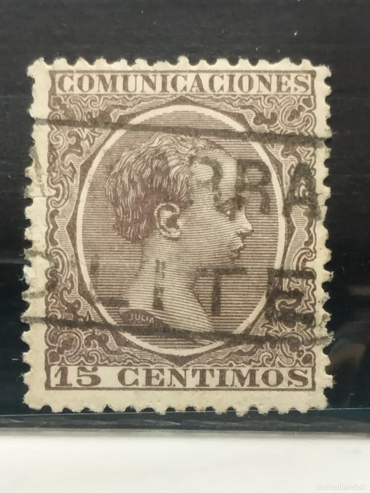 Briefmarken: BZB EDIFIL 219. ALFONSO XIII. PELON. CARTERIA DE OLITE. NAVARRA. MUY BONITA.