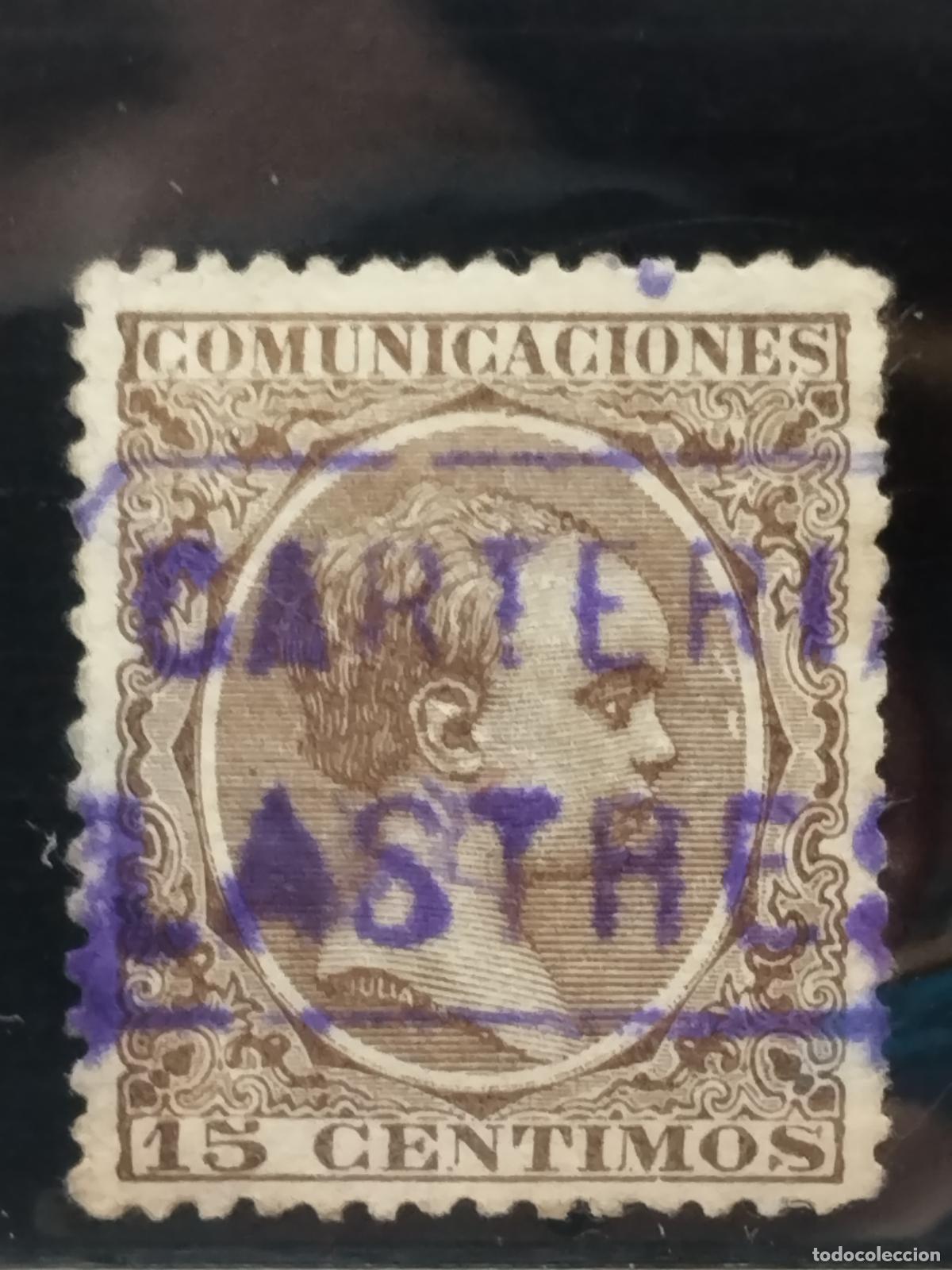 Francobolli: BZB EDIFIL 219. ALFONSO XIII. PELON. CARTERIA DE LASTRES. OVIEDO. LUJO Y RARA..
