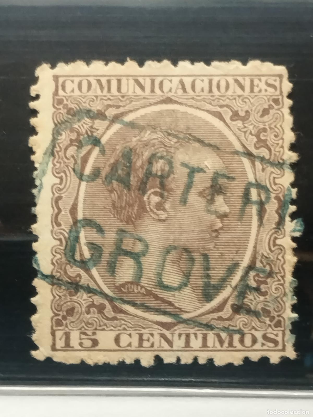 Stamps: BZB EDIFIL 219. ALFONSO XIII. PELON. CARTERIA DE GROVE. PONTEVEDRA. LUJO