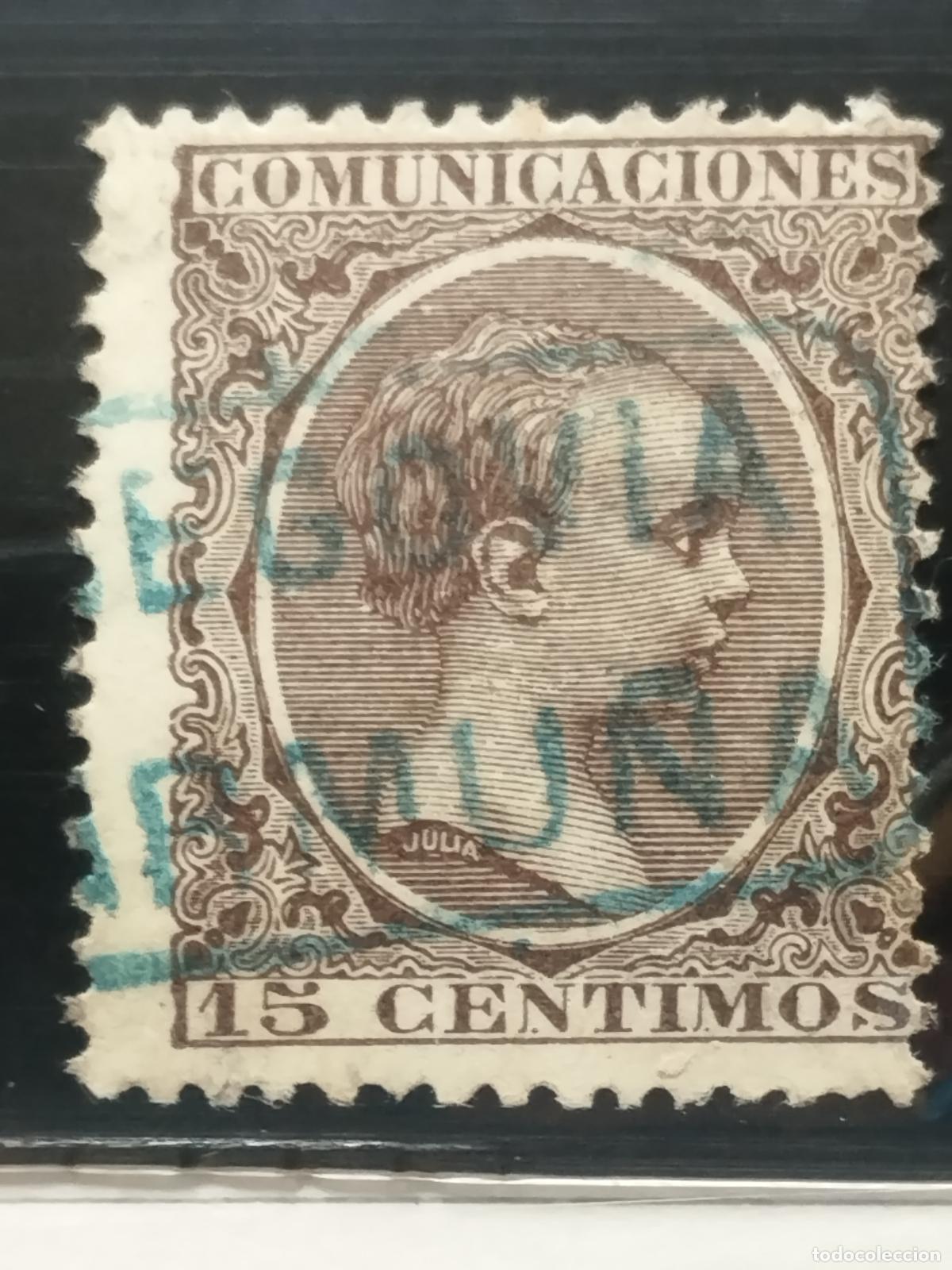 Sellos: BZB EDIFIL 219. ALFONSO XIII. PELON. CARTERIA DE ARMU&Ntilde;A. SEGOVIA. MUY BONITA
