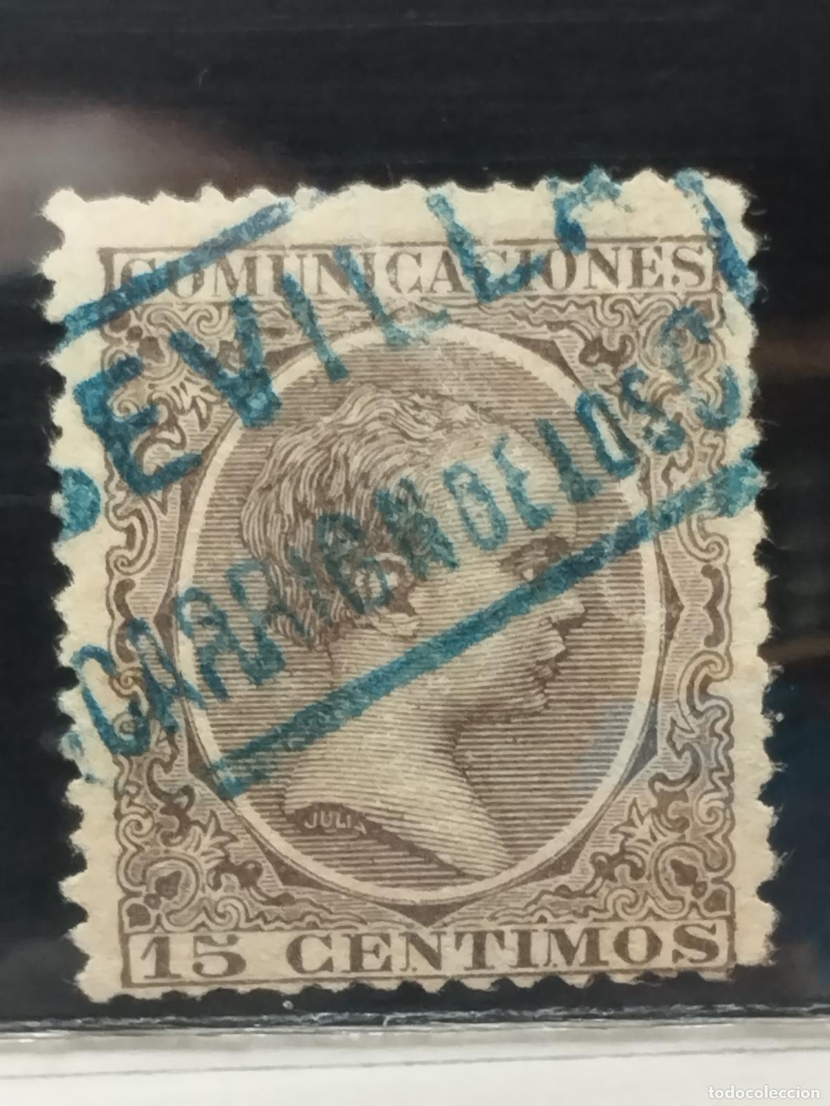 Francobolli: BZB EDIFIL 219. ALFONSO XIII. PELON. CARTERIA DE CARRION DE LOS CESPEDES. SEVILLA. LUJO.