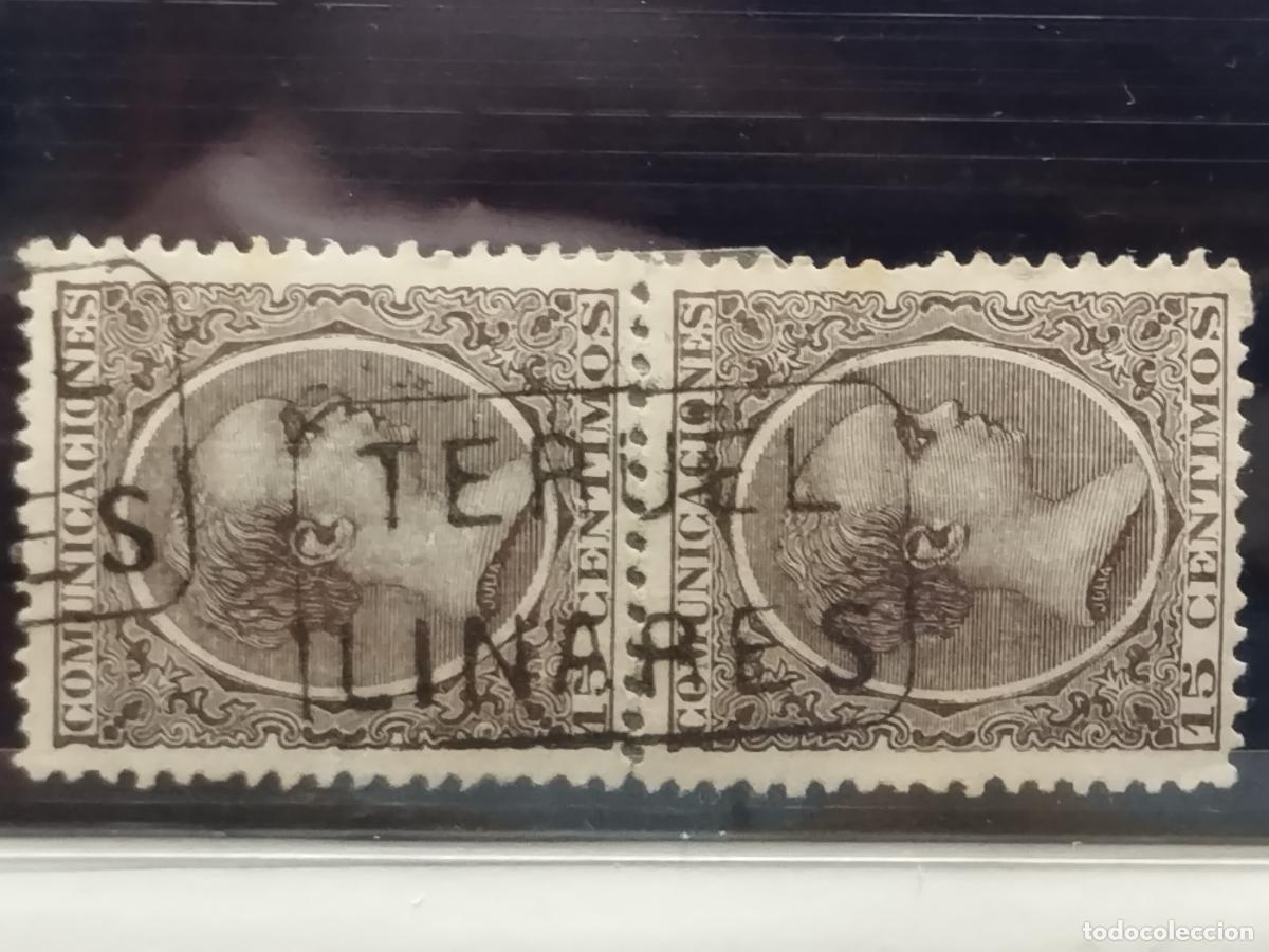 Timbres: BZB EDIFIL 219. ALFONSO XIII. PELON. CARTERIA DE LINARES EN PAREJA. TERUEL. LUJO