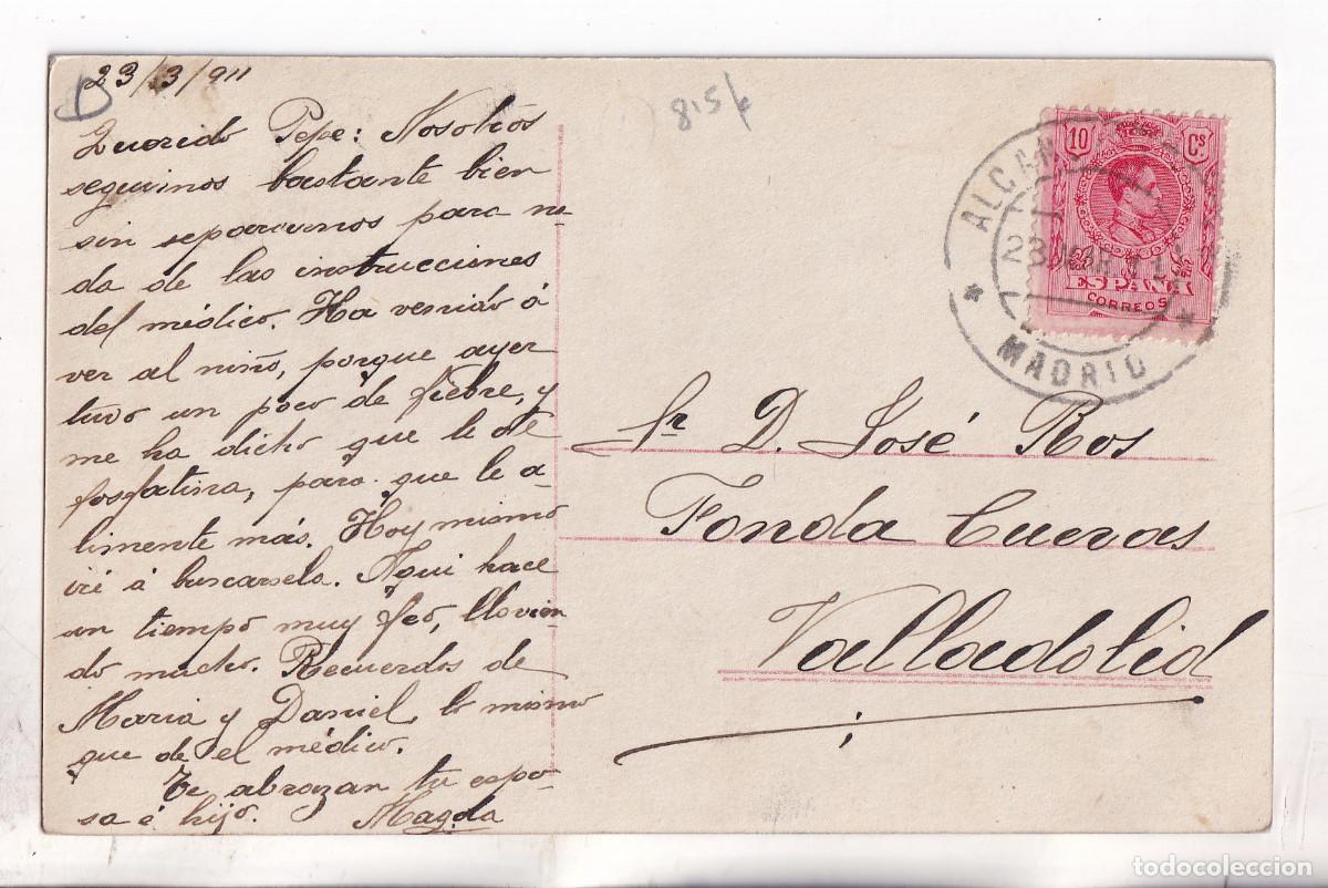 Sellos: POSTAL. ACTRIZ GADY DESLYS. MATASELLOS ALCANCE MADRID. 1911. A VALLADOLID