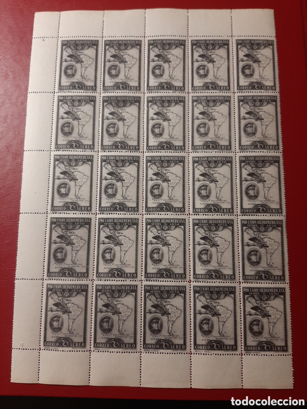 Sellos: Pro Uni&oacute;n Iberoamericana. PLIEGO DE 25 SELLOS. A&ntilde;o 1930.