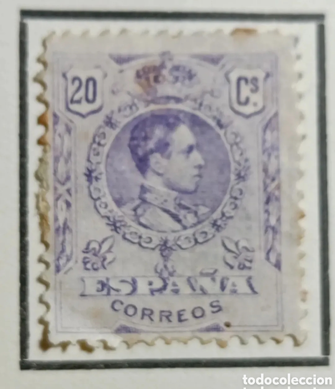 Sellos: Espa&ntilde;a. Sello 1920. Alfonso XIII 20 c violeta