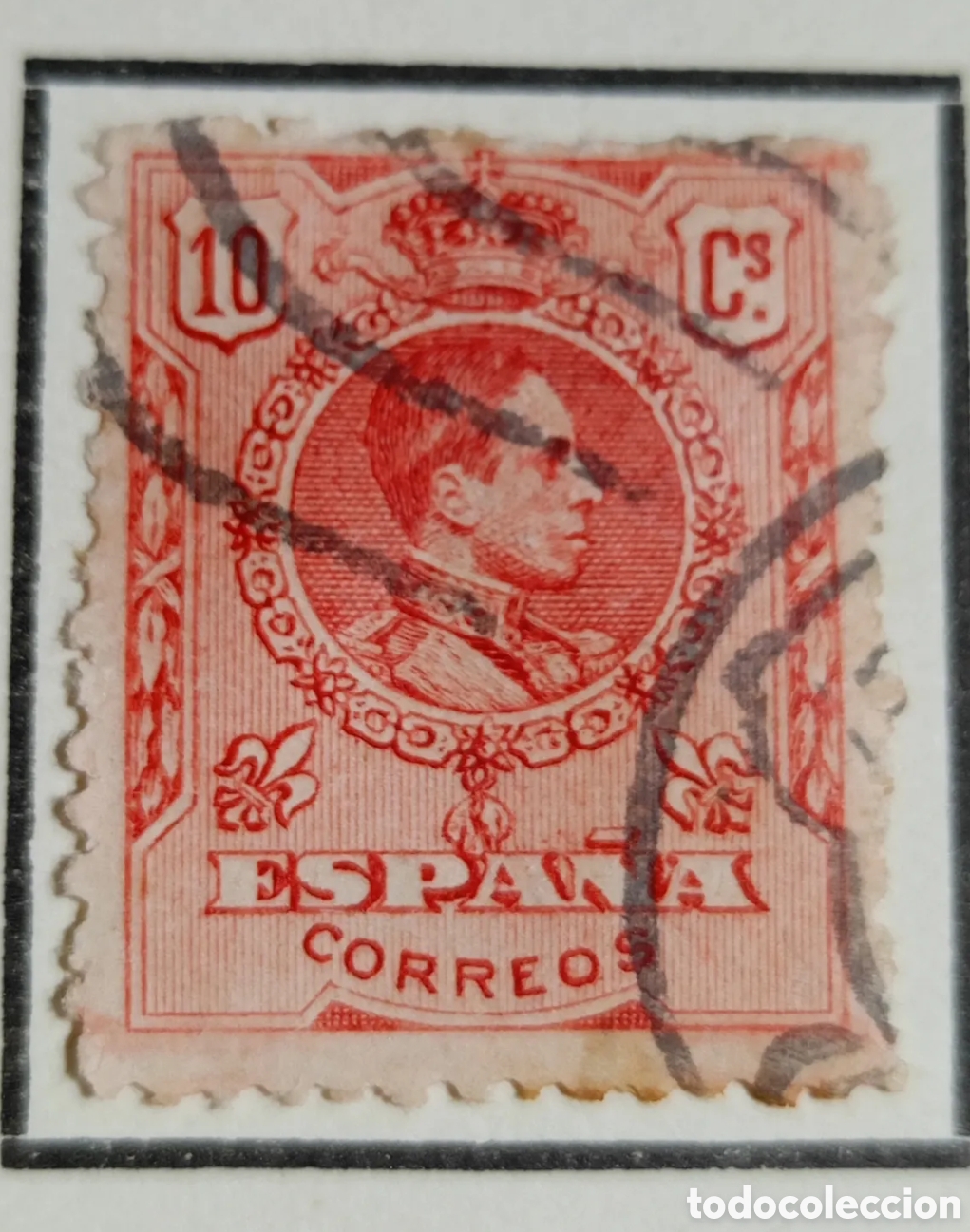 Sellos: Sello Espa&ntilde;a 1909.- ALFONSO XIII MEDALLON. 10 CTS rojo