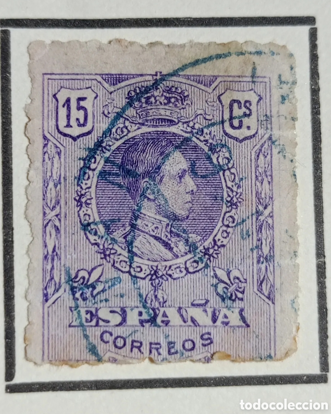 Sellos: Sello Espa&ntilde;a 1909.- ALFONSO XIII MEDALLON. 15 CTS violeta