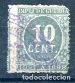 Sellos: Edifil 233. 10 cts Impuesto de guerra. A&ntilde;o1897. Matasellado