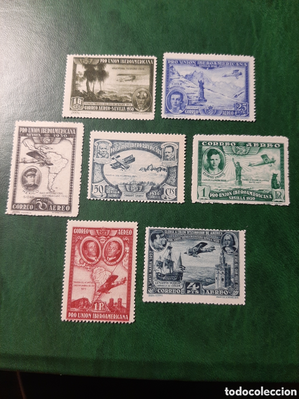Selos: Pro Uni&oacute;n Iberoamericana. A&ntilde;o 1930. Edifil 584/589 + 591.