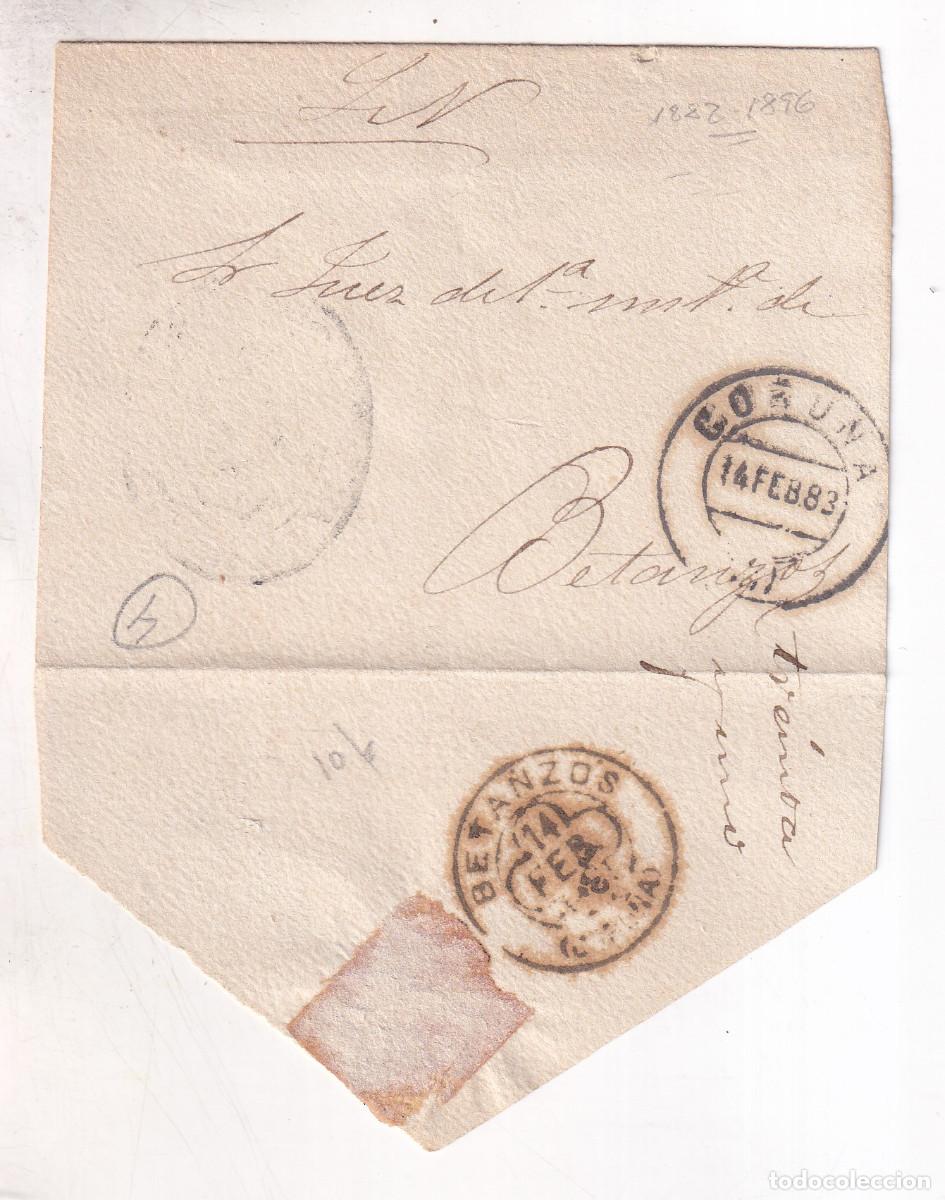 Sellos: ENVUELTA S. N. CORU&Ntilde;A. 1883. A BETANZOS. PRECIOSO TR&Eacute;BOL. GALICIA