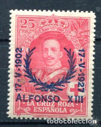 Sellos: Edifil 355. 25 cts Cruz Roja, sobrecargado. Nuevo sin fijasellos.