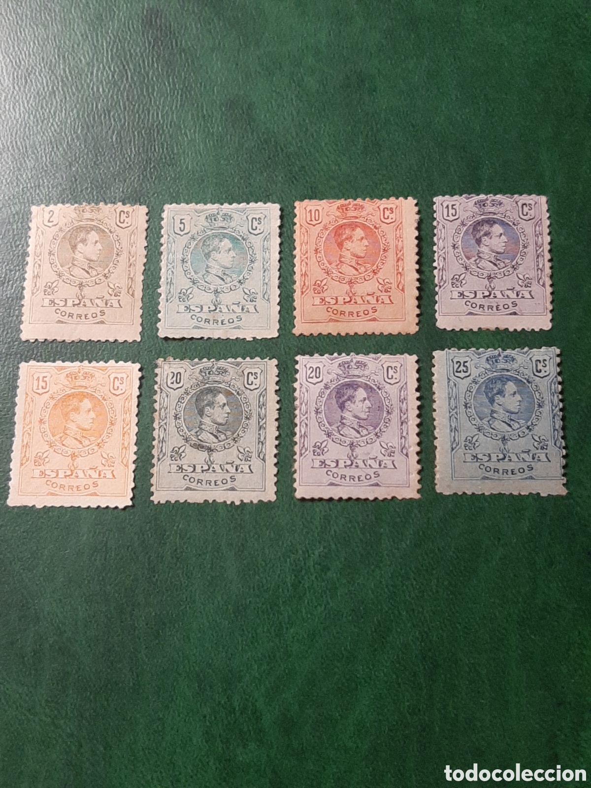 Sellos: Alfonso XIII tipo medall&oacute;n. Edifil 267/274. A&ntilde;o 1909/1922.