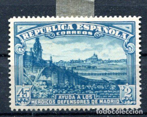 Sellos: Edifil 757. 2 pts 45 cts Defensa de Madrid. Nuevo sin goma.